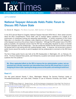 National Taxpayer Advocate Holds Public Forum to Discuss IRS