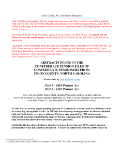 Confederate Pensioners of Union Co, NC