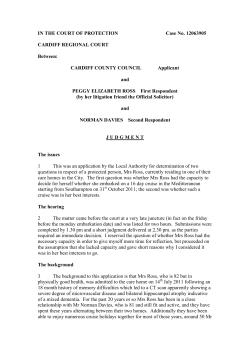 In the court of protection - Case No. 12063905