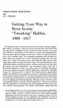 Getting Your Way in Nova Scotia: "Tweaking" Halifax, 1909 -1917