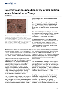 Scientists announce discovery of 3.6 million-year-old