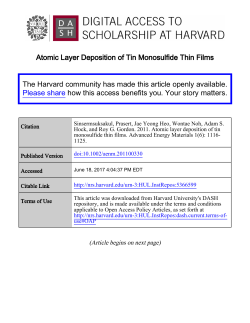 Atomic Layer Deposition of Tin Monosulfide Thin Films The Harvard