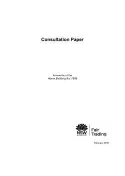 Consultation Paper - NSW Fair Trading