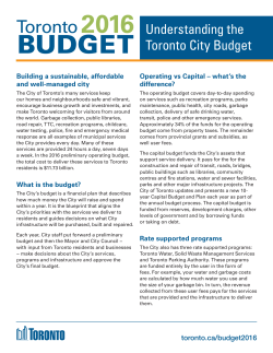 Budget 2016: Understanding the Toronto City Budget