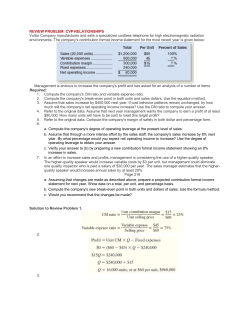 REVIEW PROBLEM: CVP RELATIONSHIPS Voltar Company