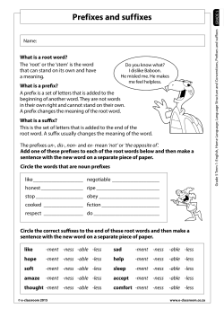Prefixes and suffixes - E