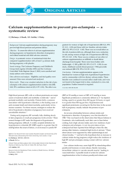 Calcium supplementation to prevent pre-eclampsia