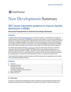 New Developments Summary