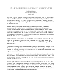 Democracy implications of Aung San Suu Kyi`s