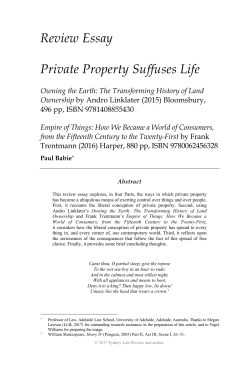 Review Essay Private Property Suffuses Life