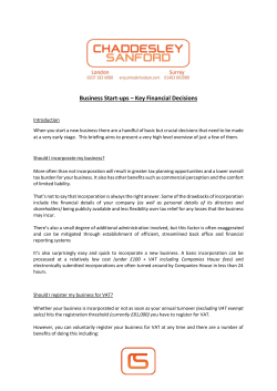 Business Start-ups &ndash; Key Financial Decisions