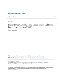 Presentence Custody Time Credit under California Penal Code