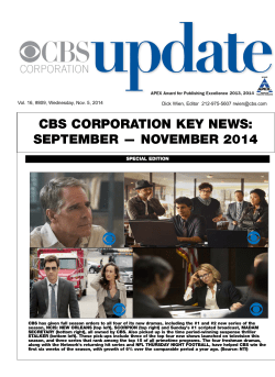 CBS CORPORATION KEY NEWS: SEPTEMBER &mdash; NOVEMBER 2014
