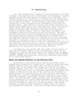 22 IV. Ethnohistory The word `ethnohistory` refers to the