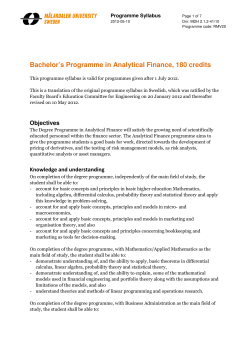 Bachelor`s Programme in Analytical Finance, 180 credits