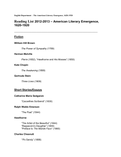 Reading List 2012-2013 &ndash; American Literary Emergence, 1620-1920