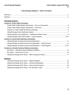 Cuba Embargo Negative Urban Debate League 2013
