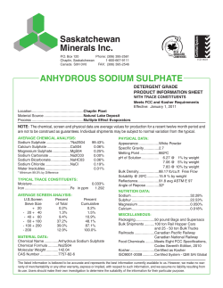ANHYDROUS SODIUM SULPHATE Saskatchewan Minerals Inc.