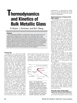 Thermodynamics and Kinetics of Bulk Metallic Glass