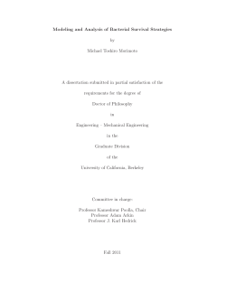 Modeling and Analysis of Bacterial Survival Strategies by Michael