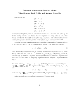 Primes at a (somewhat lengthy) glance Takashi Agoh, Paul ErdUos