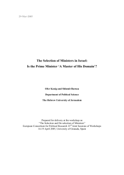 The Selection of Ministers in Israel:Is thePrime Minister "A Master of