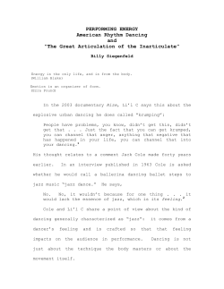 PERFORMING ENERGY American Rhythm Dancing and &ldquo;The Great