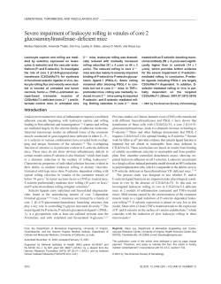 Severe impairment of leukocyte rolling in venules of core 2