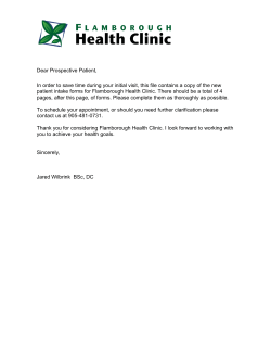 Dear Prospective Patient, In order to save time during your initial