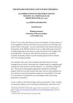 the reward for public life is public progress1: an