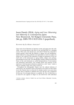 Jason Danely (2014). Aging and Loss: Mourning and Maturity in