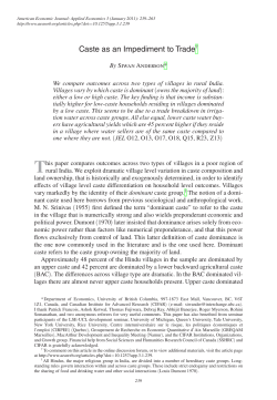 Caste as an Impediment to Trade