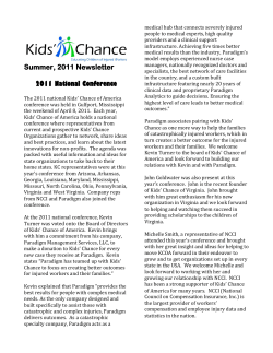 Summer, 2011 Newsletter 2011 National Conference