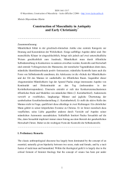Construction of Masculinity in Antiquity and Early