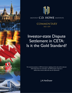 Investor-state Dispute Settlement in CETA: Is it the Gold Standard?