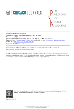 The Role of Models in Science Author(s): Arturo Rosenblueth and