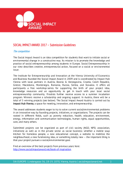 SOCIAL IMPACT AWARD 2017 &ndash; Submission Guidelines