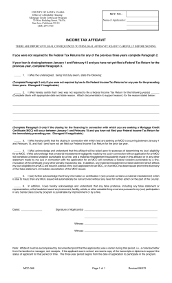 income tax affidavit - the County of Santa Clara