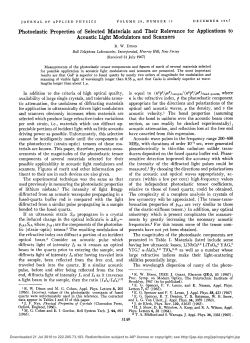 Photo elastic Properties of Selected Materials and Their Relevance