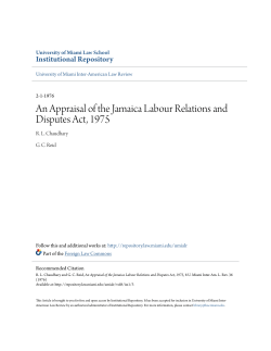 An Appraisal of the Jamaica Labour Relations and Disputes Act, 1975