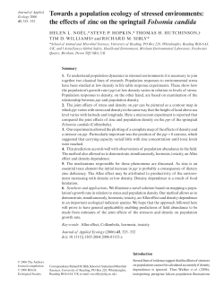 Towards a population ecology of stressed environments: the effects