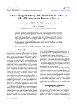 China`s Energy Diplomacy: SOE Relations in the Context of Global
