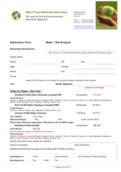 Submission Form Water and Soil Test