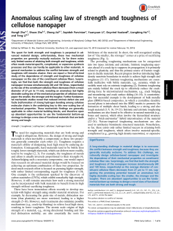 Anomalous scaling law of strength and toughness of cellulose
