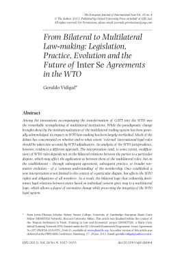 From Bilateral to Multilateral Law-making