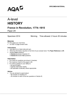 A-level History Specimen question paper Paper 2H