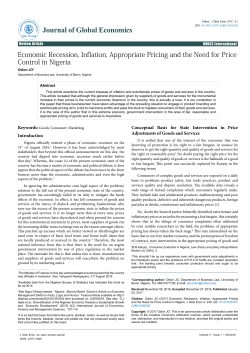 Economic Recession, Inflation, Appropriate Pricing and the Need for