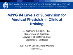 MPPG #4 Levels of Supervision for Medical Physicists in