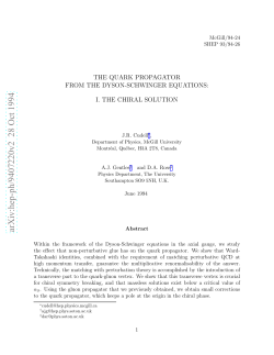 The Quark Propagator from the Dyson