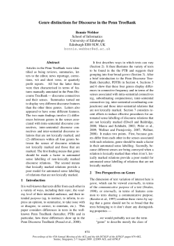 Genre distinctions for discourse in the Penn TreeBank